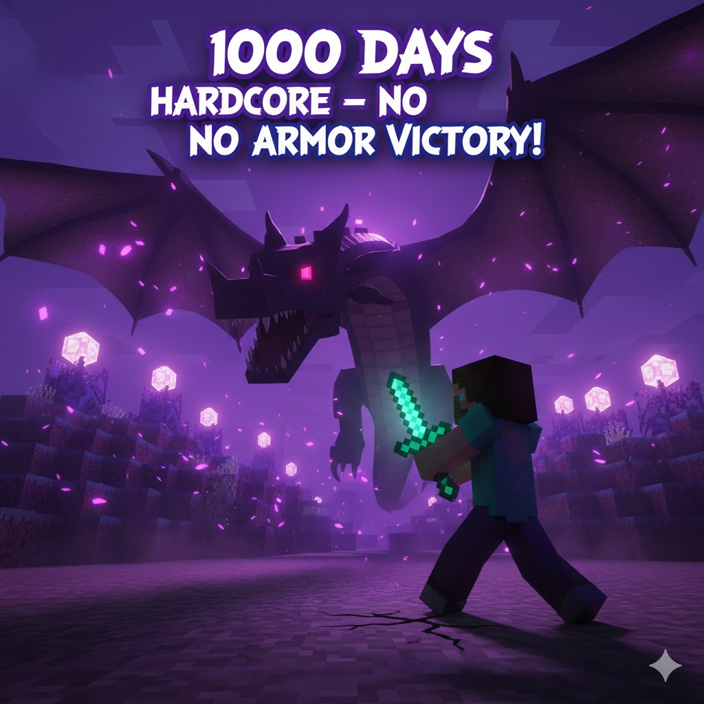 Minecraft 1000 Hari Hardcore: Akhirnya Kalahkan Ender Dragon Tanpa Armor!