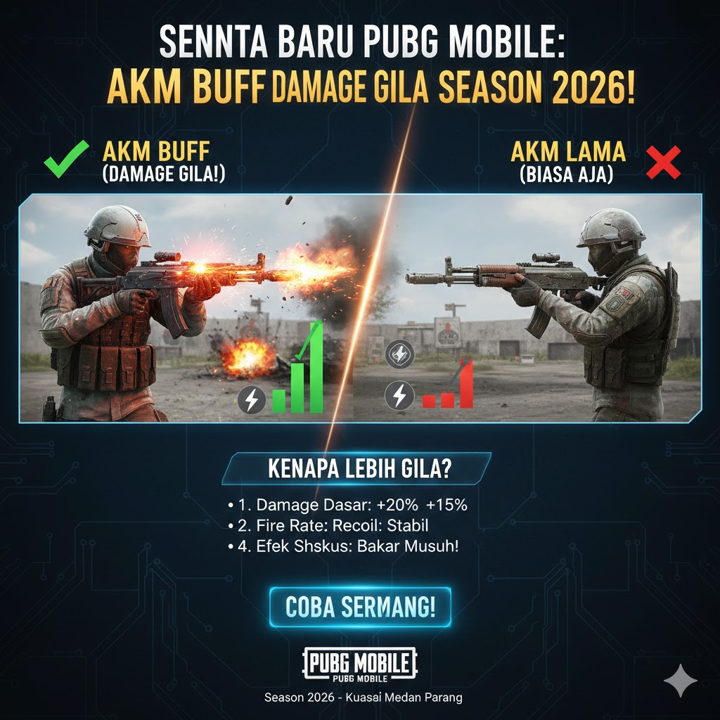 Senjata Baru PUBG Mobile: AKM Buff Damage Gila Season 2026!